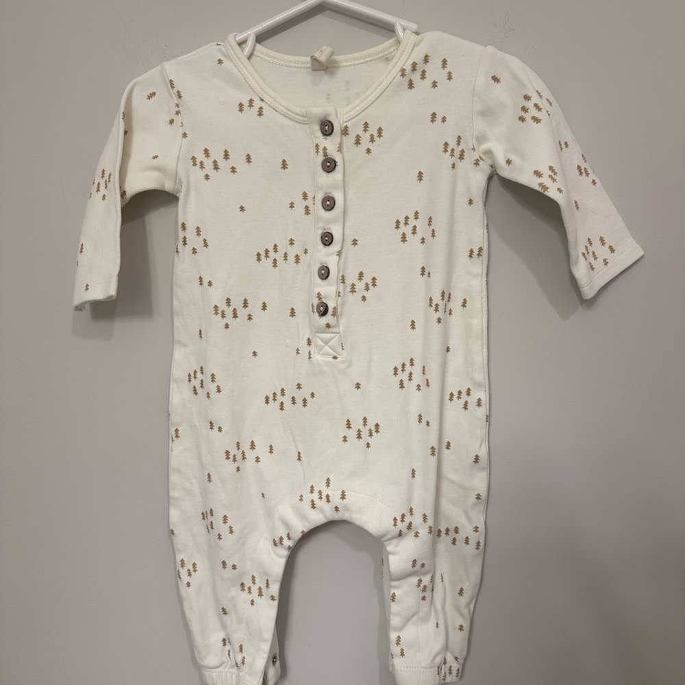 Quincy Mae White and Brown Patterned Kids Footie